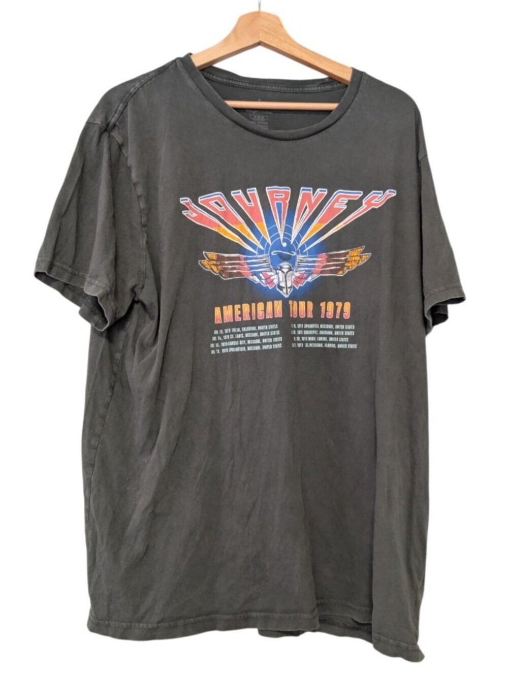 Wrangler Journey Band Tee Shirt Mens XL Black 1979 American Tour Rock Graphic